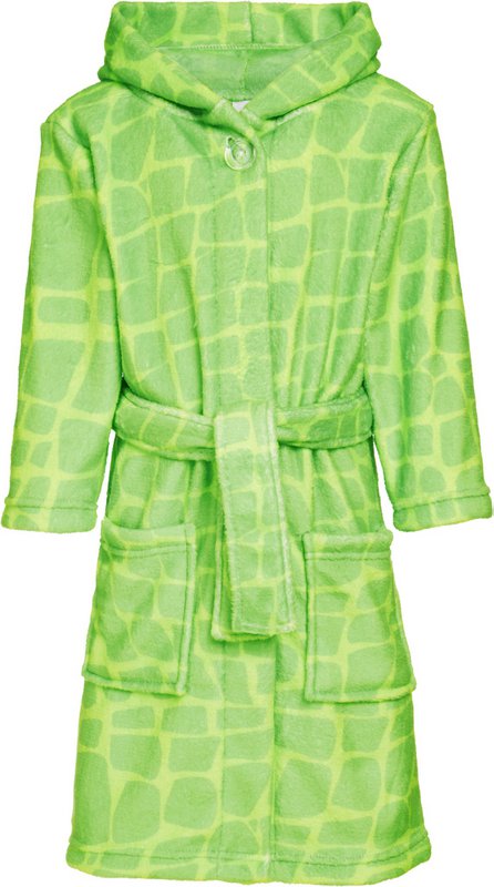 Fleece Bademantel Dino - grün