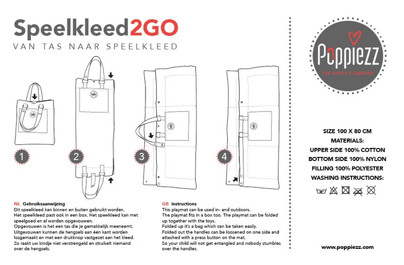 Legemåtte Playmat2GO Sort & Hvid