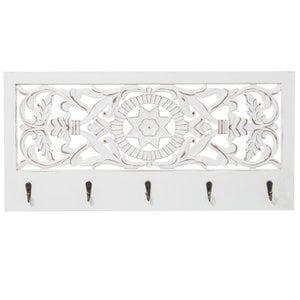 OPEN WOODEN COAT RACK WITH 5 METAL HOOKS 60X29X10CM, WOOD: DM LL70093