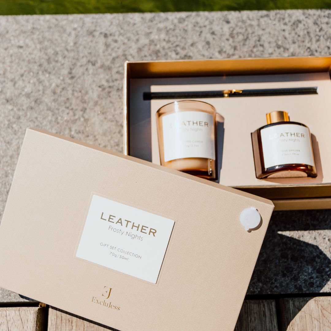 Gelido pacchetto regalo in pelle notti: candele profumate e profumo