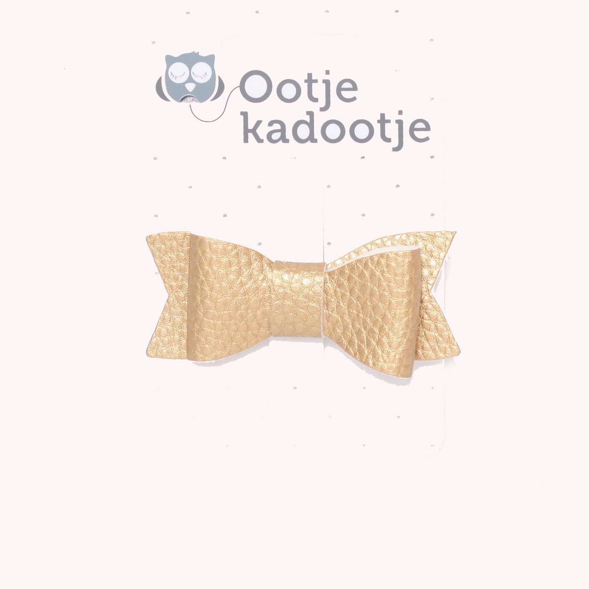 Alligator klip sløjfe læder look guld