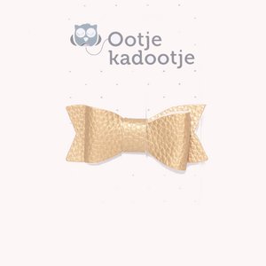 Alligator clip bow leather look gold