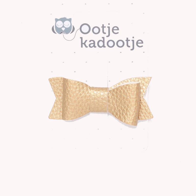 Alligator klip sløjfe læder look guld