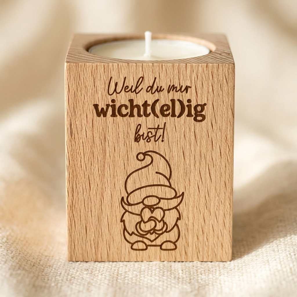 Teelichthalter Holz „Weil du mir wicht(el)ig bist!“ – Weihnachtsgeschenk für Mitarbeiter & Kollegen | inkl. Teelicht