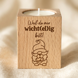 Teelichthalter Holz „Weil du mir wicht(el)ig bist!“ – Weihnachtsgeschenk für Mitarbeiter & Kollegen | inkl. Teelicht