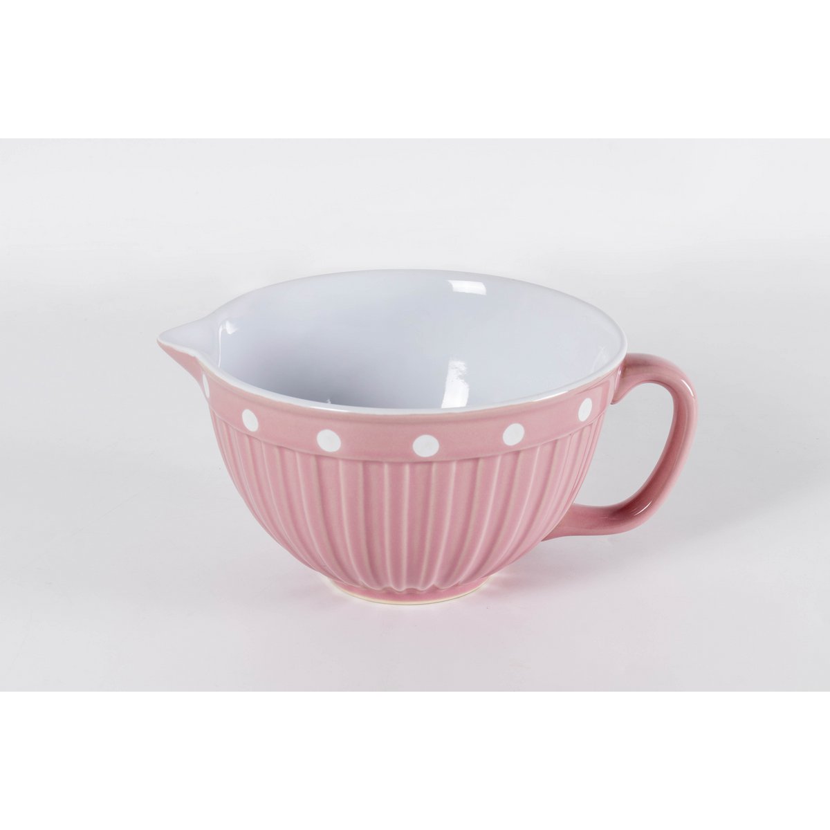 Pink batter bowl with handle & dots Isabelle Rose