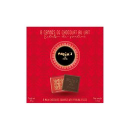 8 squares of milk chocolate in a red box, 39 g total weight