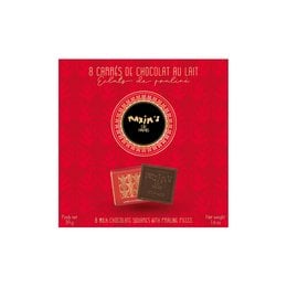 8 squares of milk chocolate in a red box, 39 g total weight
