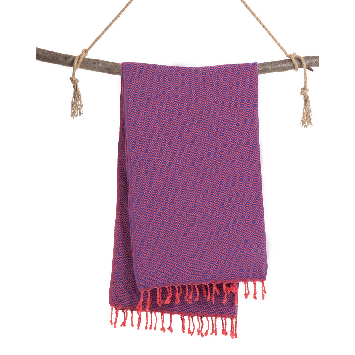 SAMOS Cotton Hammam Beach & Sauna Towel – Compact – Fuchsia / Blue - 180x100 cm