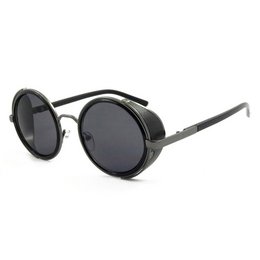 East Village 'Freeman' Lunettes De Soleil Rondes Avec Écran Latéral En Noir