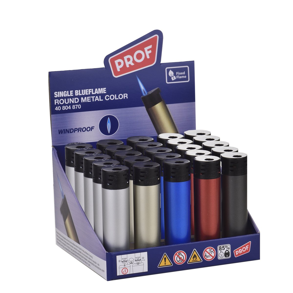 PROF Jet Flame Round Metal Lighter Spray Finish