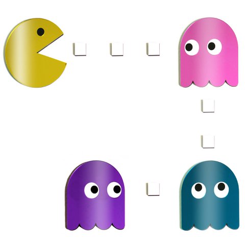 Farbiger Spiegel Pac Man - Set