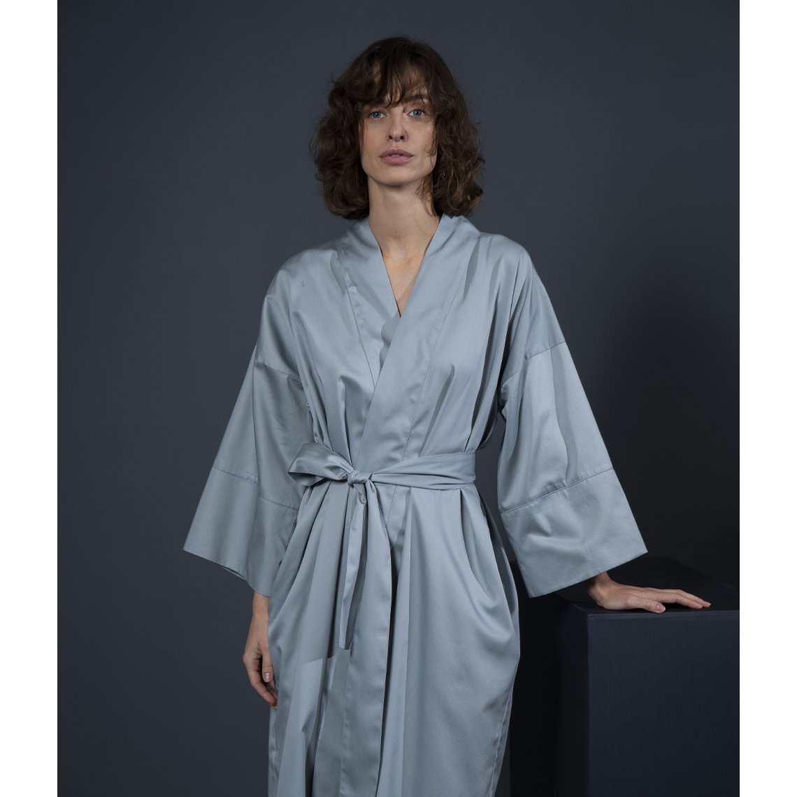 Bademantel Kimono Solid Grey