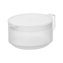  Sleek, modern teapot in black or white color with a round, minimalist design. Made of durable materials for everyday use.