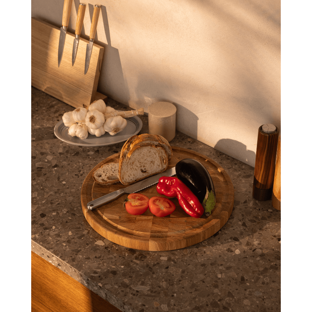 Planche à Découper Bout - WOODSTONE - Ronde - Chêne - Ø42 cm