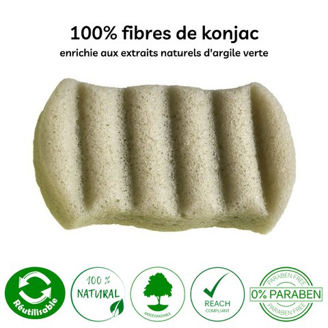 Konjac XL -Schwamm für den Körper mit grünem Ton