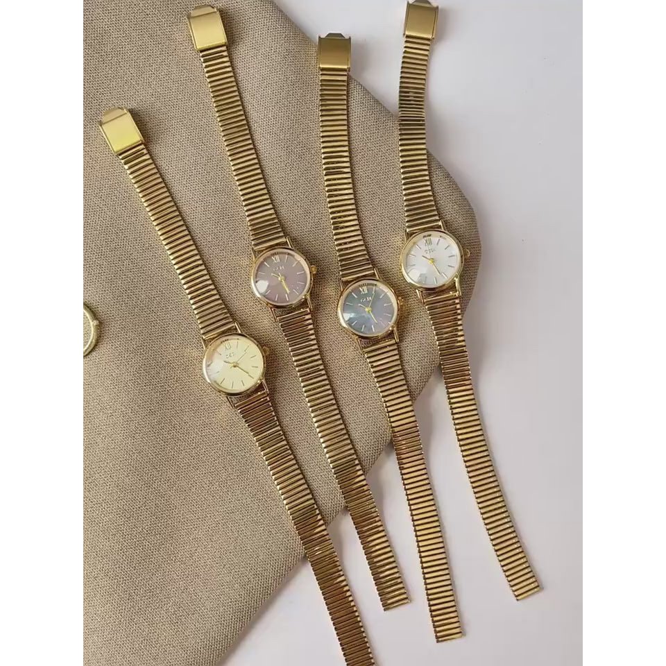 Lajas - Klassiek gouden quartzhorloge met ronde kast