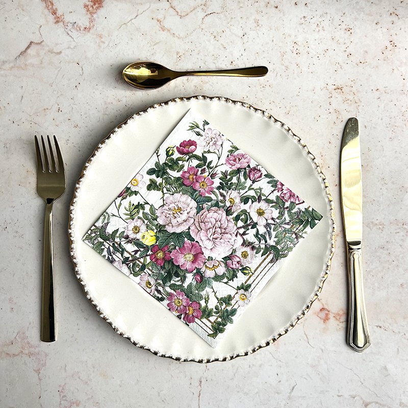 Napkins - Rose Flower Garden JL - FSC paper - Made in Europe