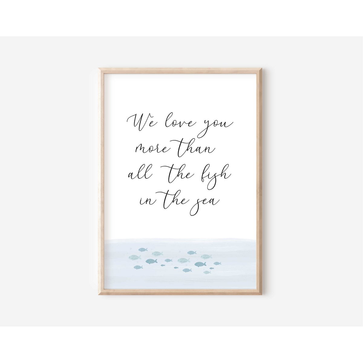 Wir lieben dich mehr als alle Fische im Meer-Poster, Surf-Poster, Surf-Dekor, Surf-Poster, Ozean-Poster, nautischer Kinderzimmer-Druck, Surf-Druck, Strand-Poster, Wellen-Druck, Kinderzimmer-Wandkunst, Kinderzimmer-Druck, Mädchenzimmer-Poster, Jungen 