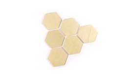 SET OF 6  WOODEN HEXAGONAL SHAPES 99x86x4mm