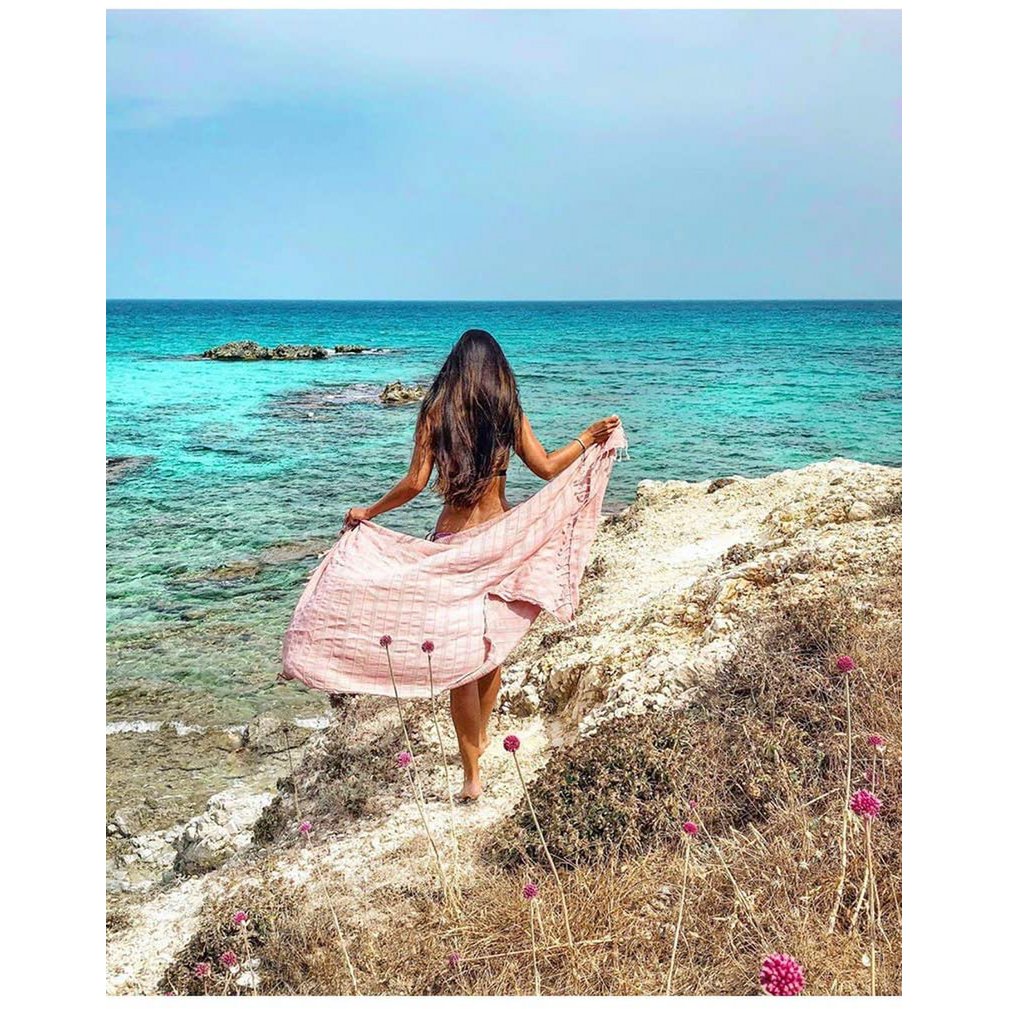 Stonewashed Beach Towel 100% Cotton Pink 160x100