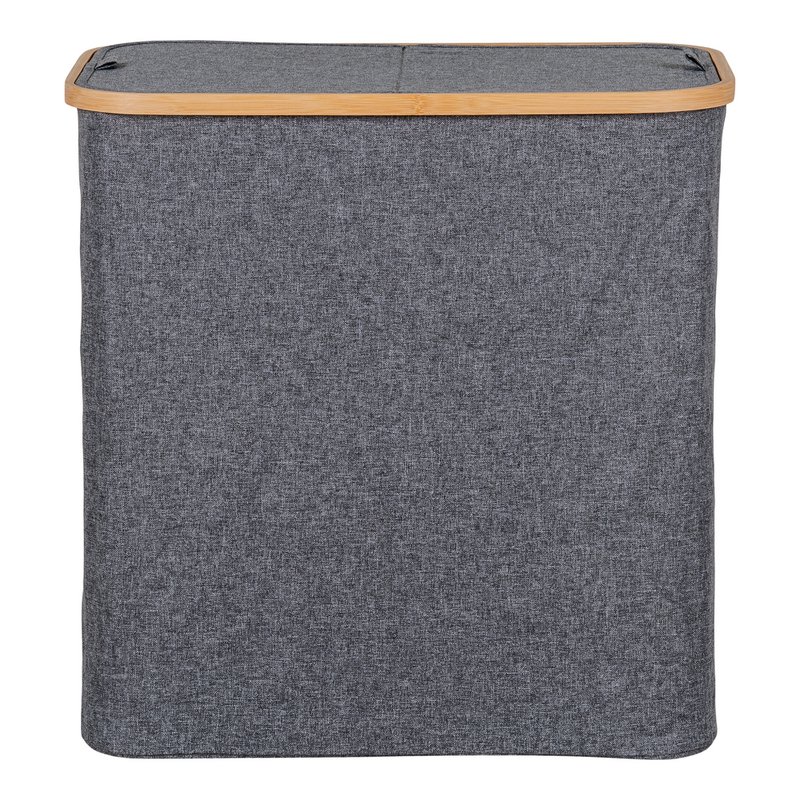 Noto Laundry Basket - Dark Grey, Bamboo/Textile, 54x33x54 cm