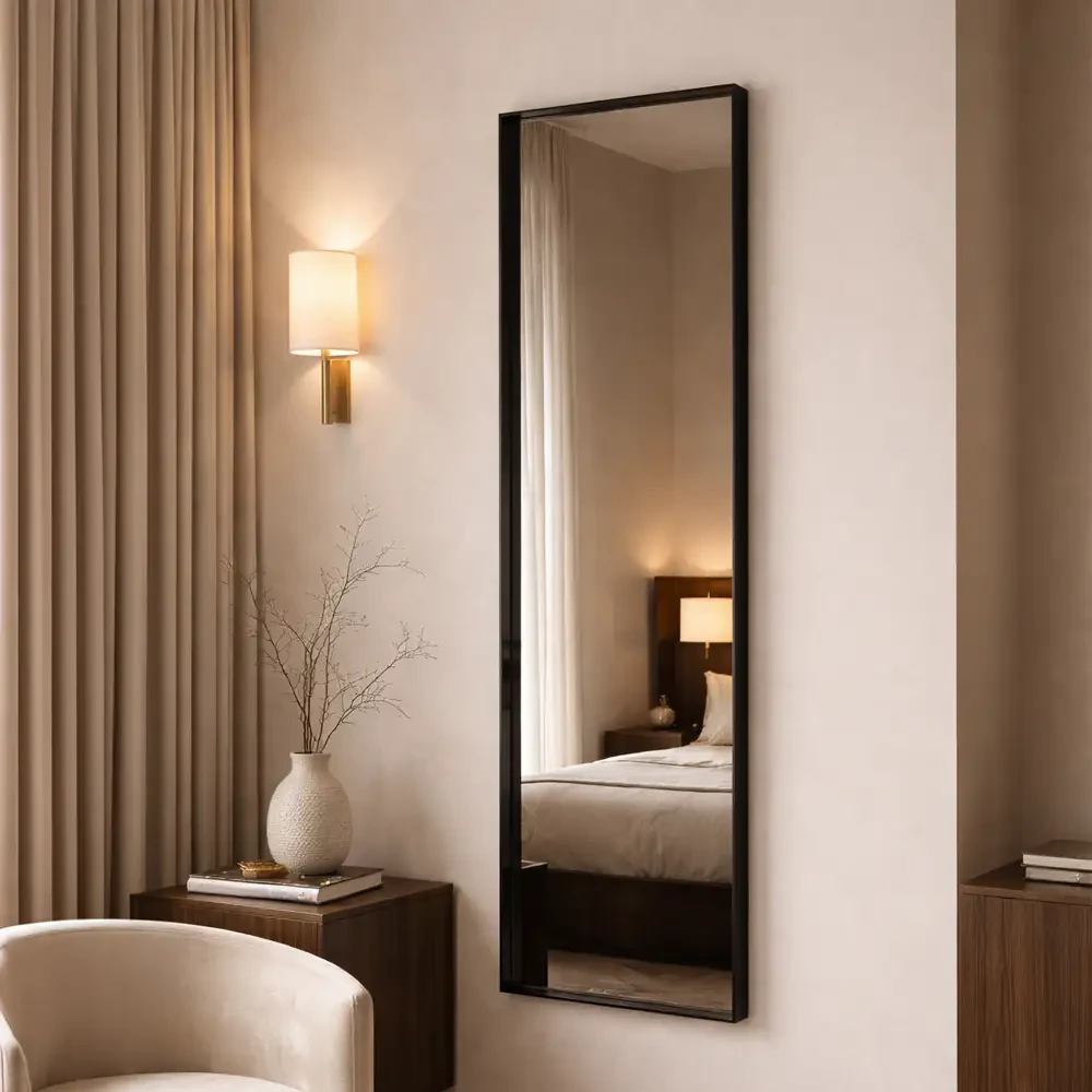 Passpiegel Zwart 40x135 cm – Transparant Plexiglas Frame - Modern Design