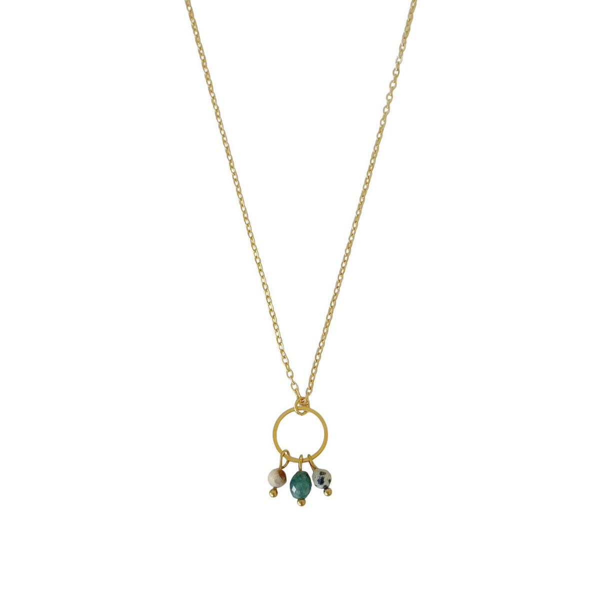 Ring & Edelstenen Ketting - Goud