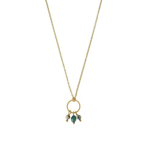 Ring & Edelstenen Ketting - Goud