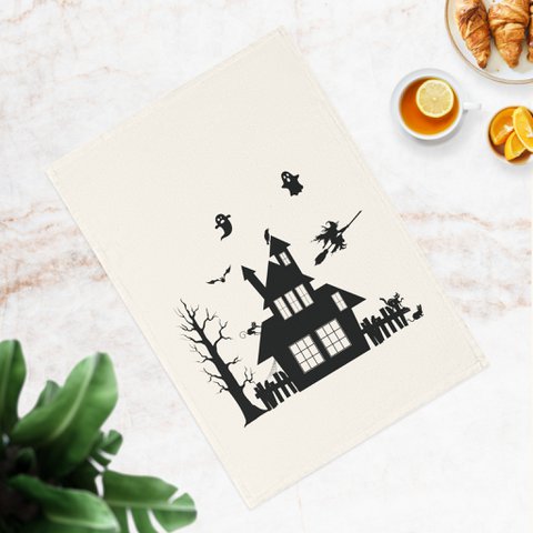 Ghost House Scary Halloween Geschirrtuch aus Bio-Baumwolle, 50 x 70 cm, umweltfreundliches Küchentuch, Badezimmerhandtuch