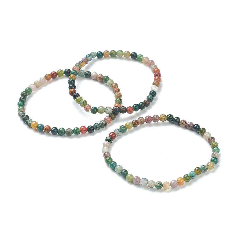 Natural Indian Agate Beaded Stretch Bracelet 4mm