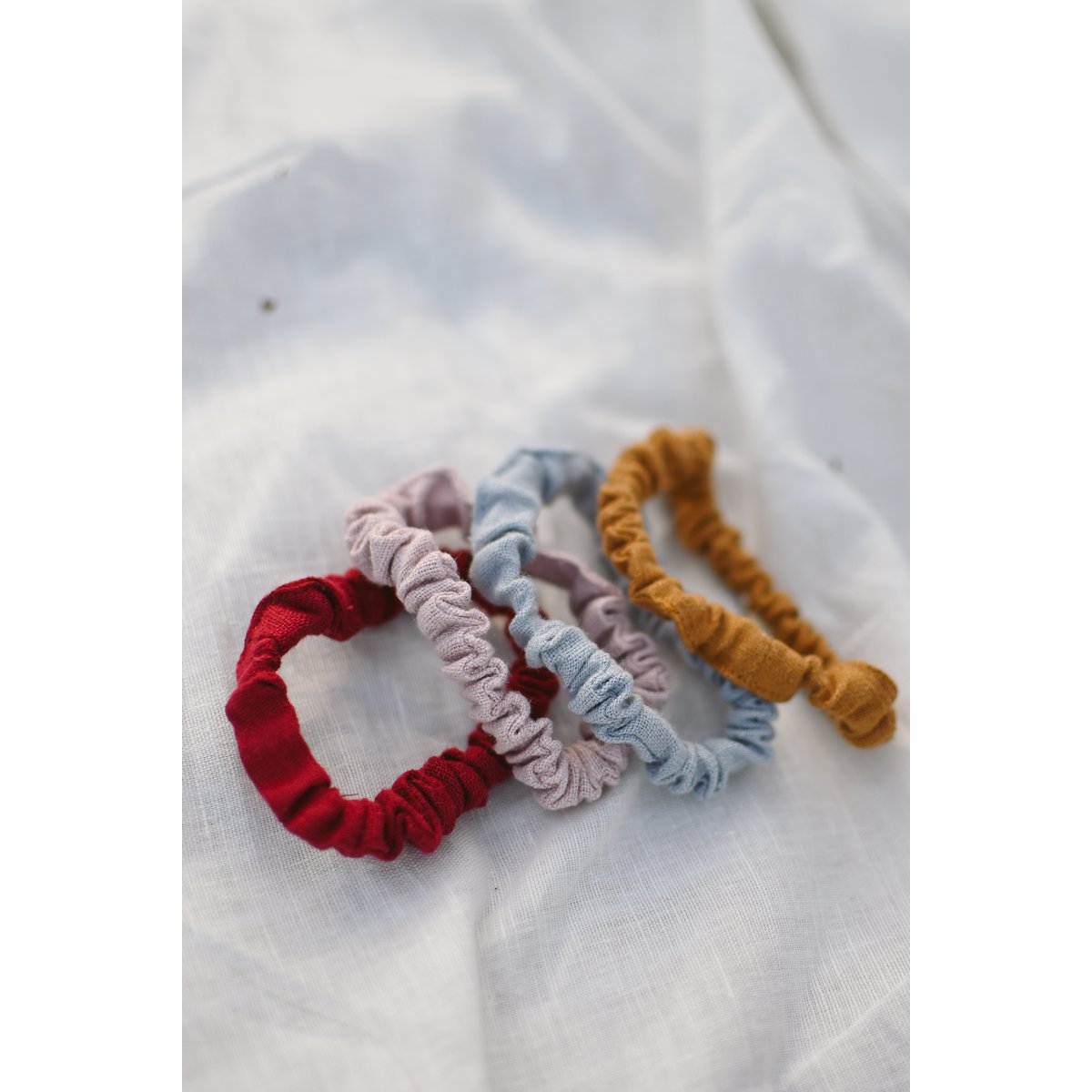 Dünne elastische Leinen-Scrunchies ohne Plastik – Leinen-Haargummis