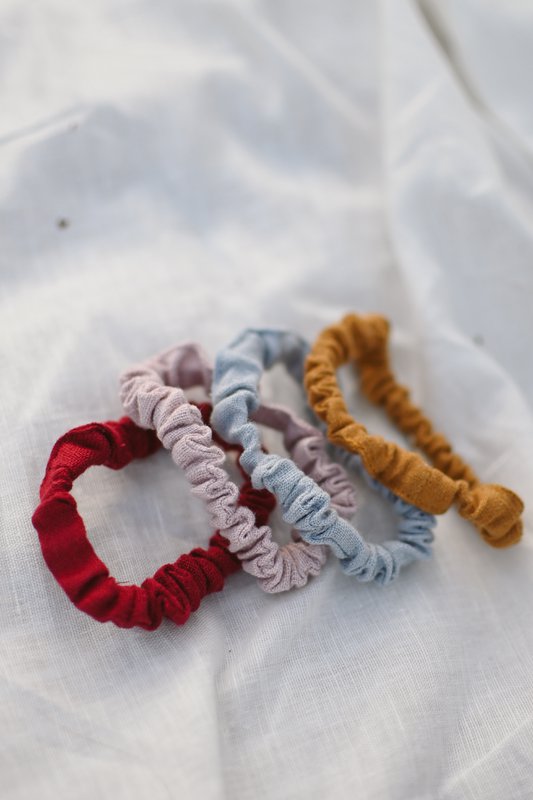 Skinny No plastic Elastic Linen Scrunchies - Linen Hårbånd