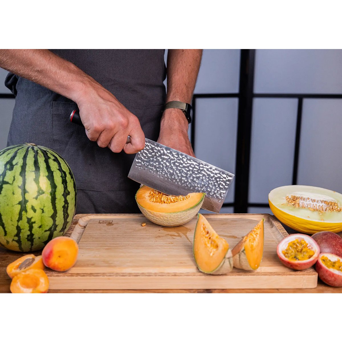 Knife - Cleaver with bamboo Saya and bamboo box - 190 mm blade
