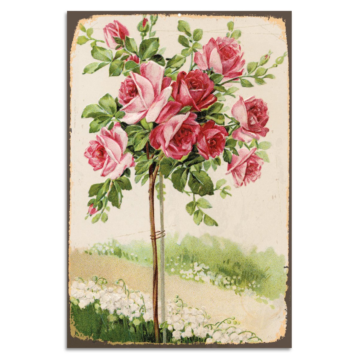 Targa in metallo - rose 20x30 cm