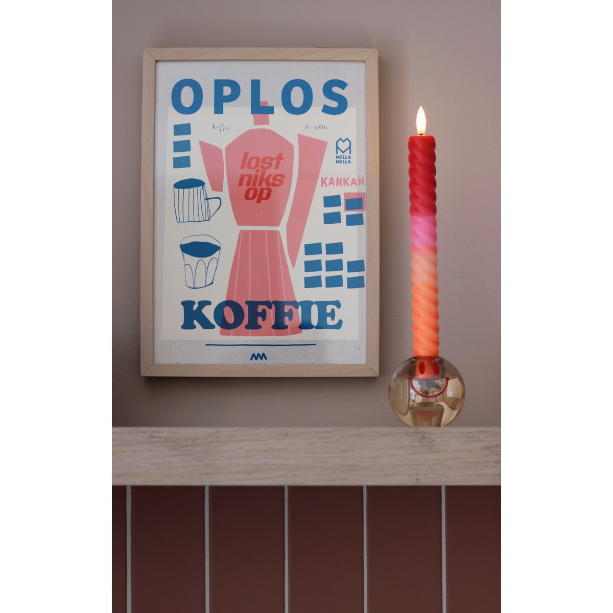 LED Swirl Kaars Red Orange - Set of 2