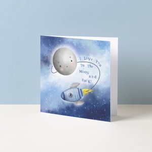 Grußkarte | Vatertag: Mond und zurück