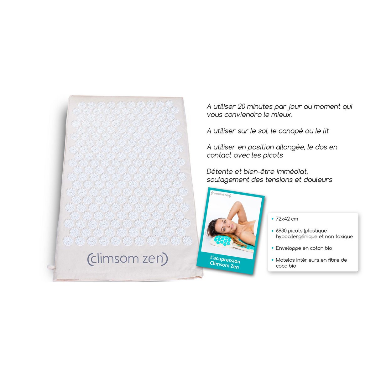 Acupressure mat, 100% organic textiles CLIMSOM Zen