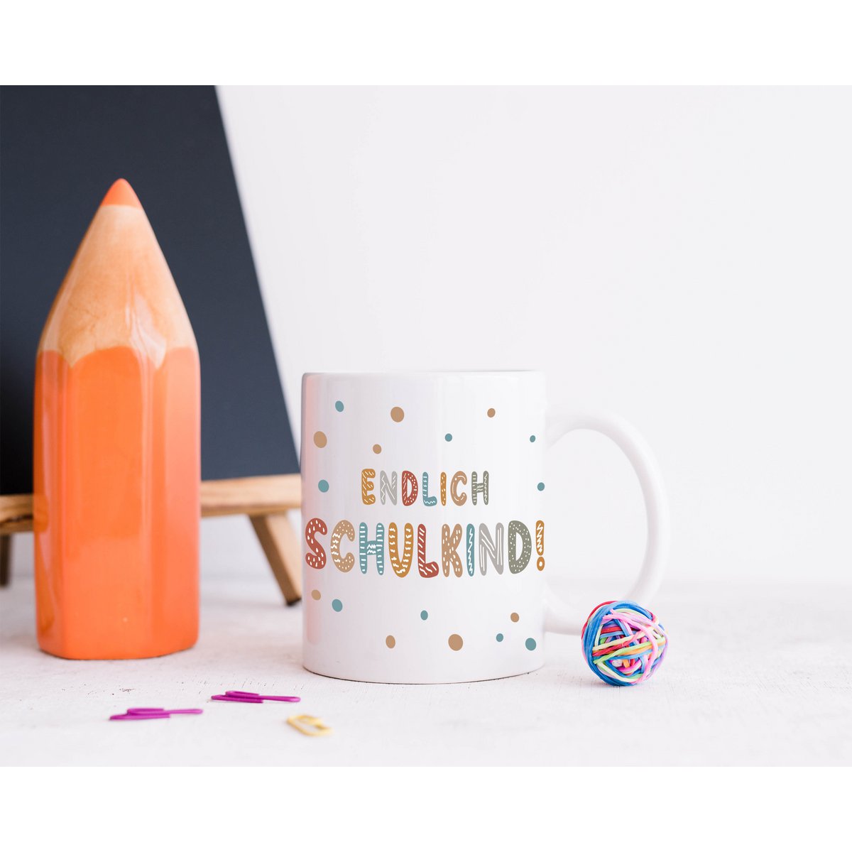 Cup with saying "Finally school child"