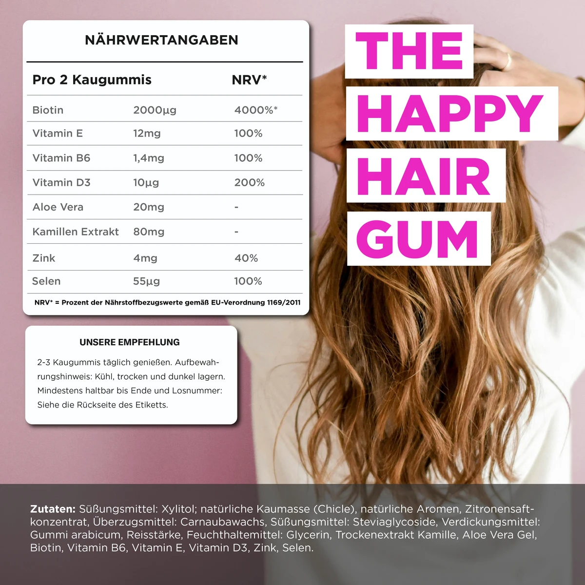 FYYL GUM - THE Happy Hair Gum - 20 tyggegummibokse pr. pakke - naturligt tyggegummi