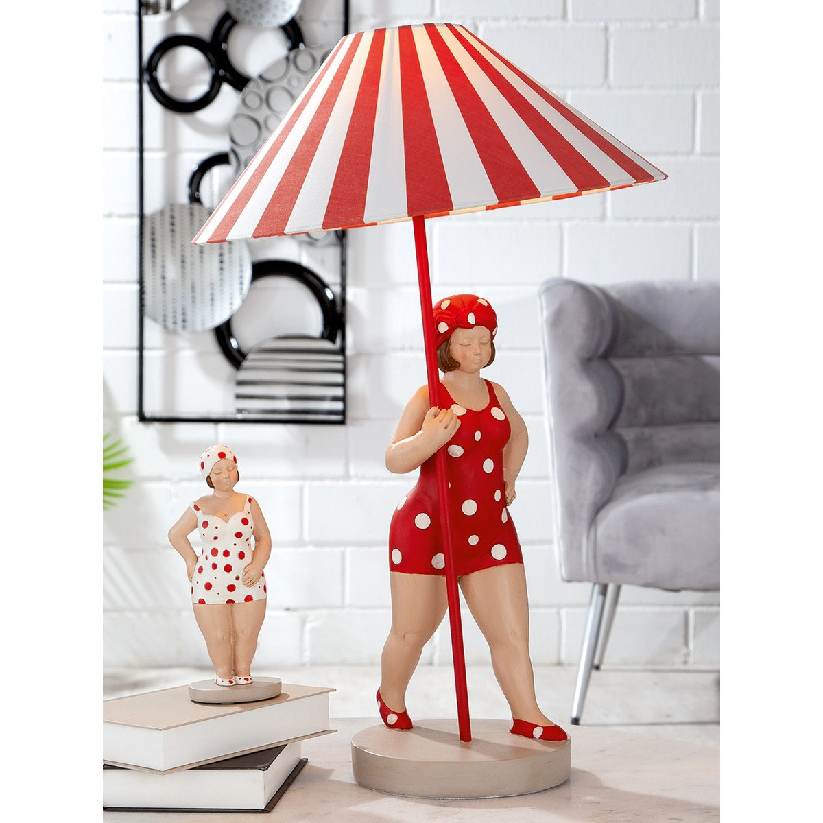 Poly lamp "Becky" red / white