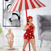 Poly lamp "Becky" red / white