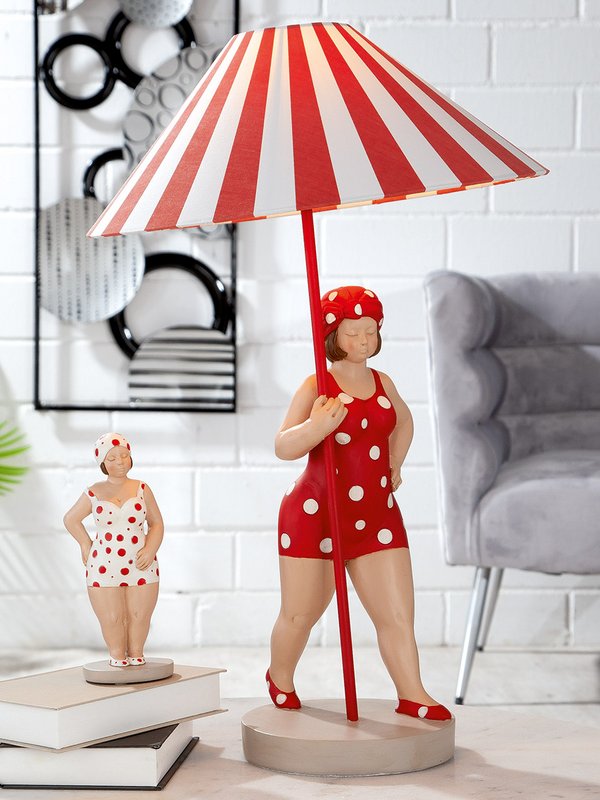 Poly lampe "Becky" rød/hvid