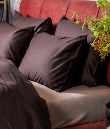 Set biancheria da letto in rasatello Solid Chocolate Old
