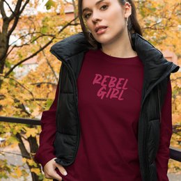Koszulka Rebel Girl unisex z długim rękawem i haftem
