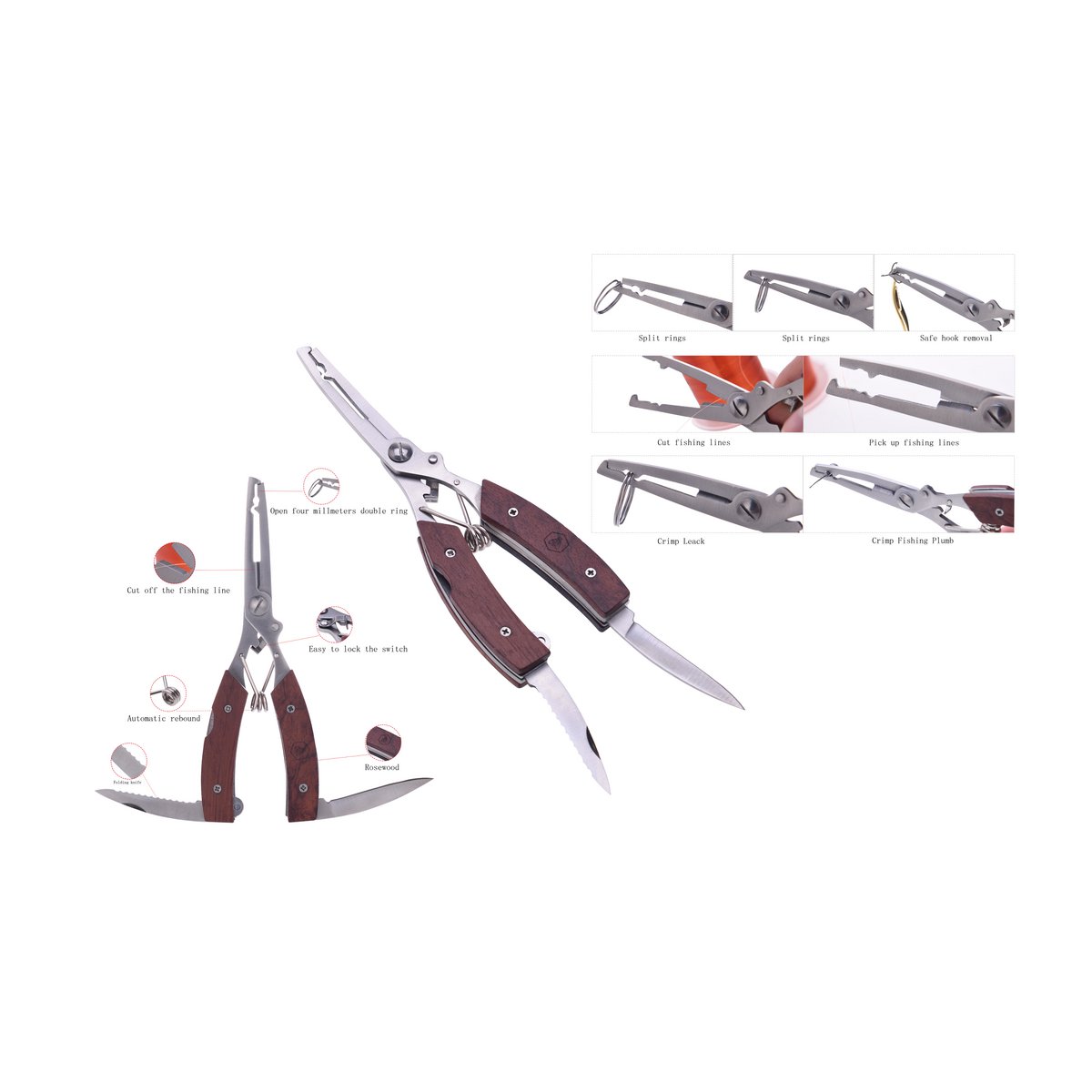 LAGUIOLE COFRET PECHEUR SET FISHING SCISSORS ROSEWOOD GRIP