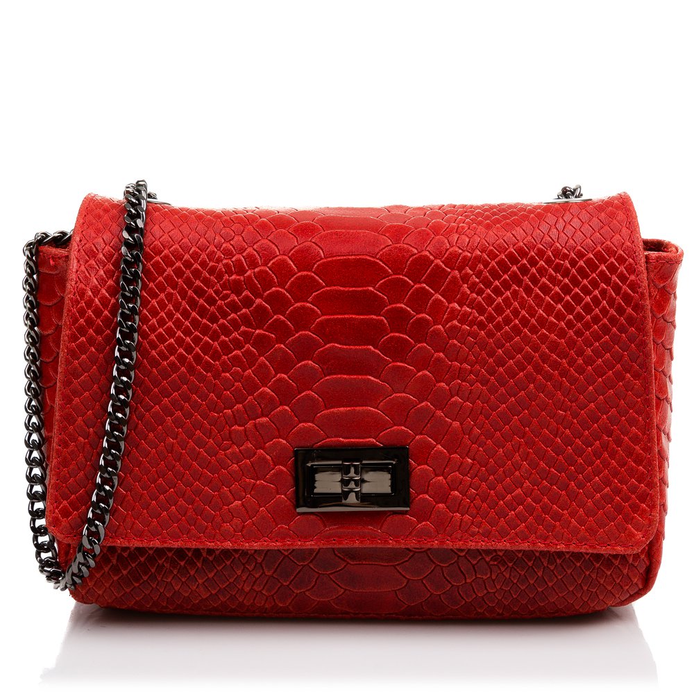 Florence Artegiani. Dalida Women's shoulder bag. Genuine Leather Suede Engraving Snake