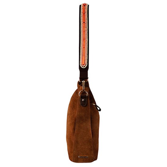 BOHO IBIZA BAG - Coral Ivory shoulder strap (70cm) + Suede bag (Cognac)