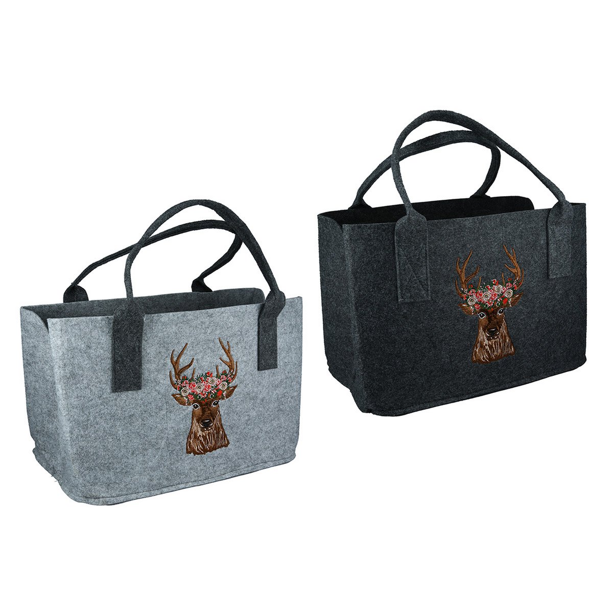 Filz Tasche"Hirschkopf m.Blum." VE 2 so