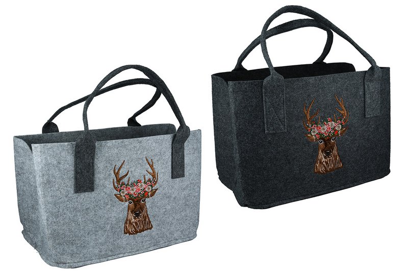 Filz Tasche"Hirschkopf m.Blum." VE 2 so